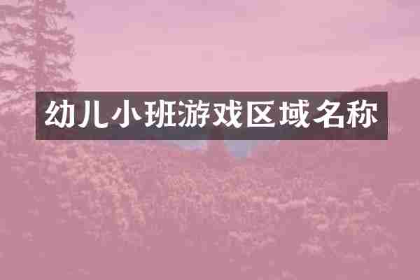 幼儿小班游戏区域名称