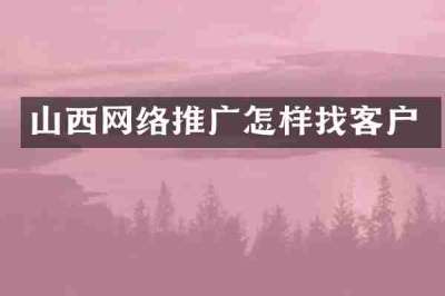 山西网络推广怎样找客户