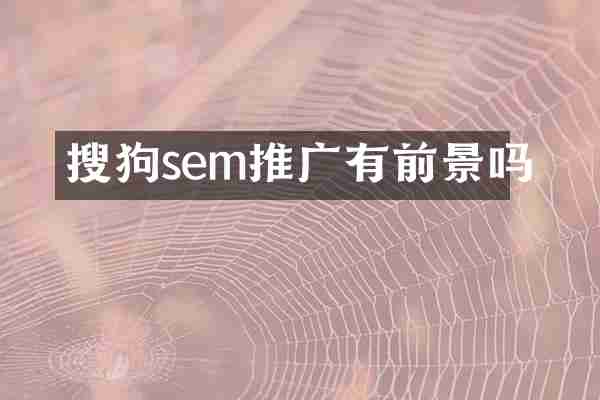 搜狗sem推广有前景吗
