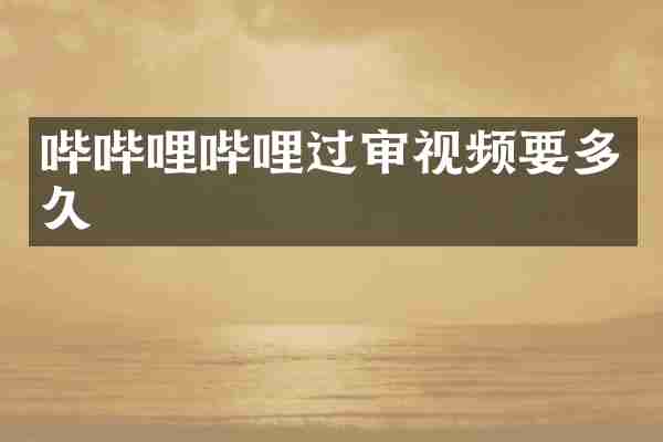 哔哔哩哔哩过审视频要多久