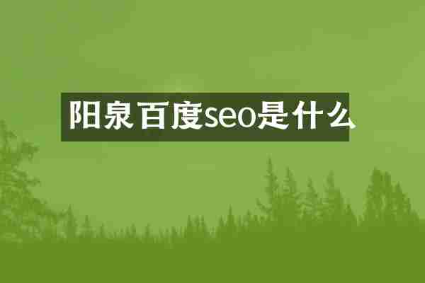 阳泉百度seo是什么