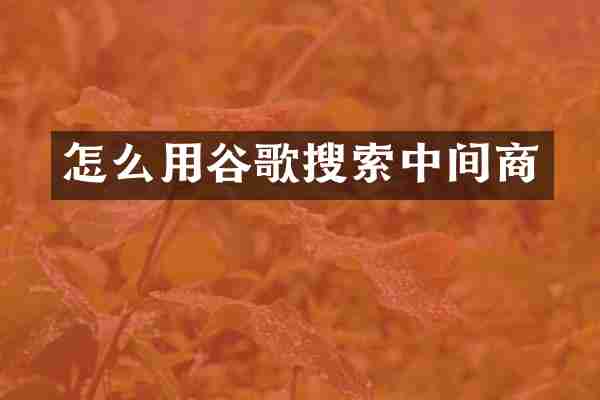 怎么用谷歌搜索中间商