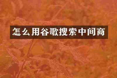 怎么用谷歌搜索中间商
