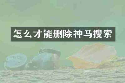 怎么才能删除神马搜索
