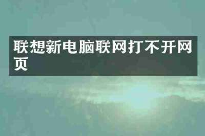 联想新电脑联网打不开网页
