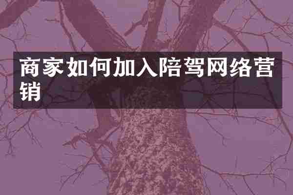 商家如何加入陪驾网络营销