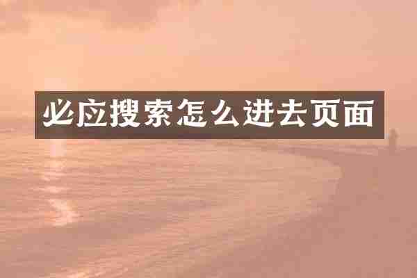 必应搜索怎么进去页面