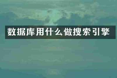 数据库用什么做搜索引擎