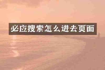 必应搜索怎么进去页面