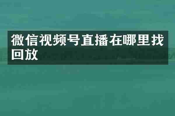 微信视频号直播在哪里找回放