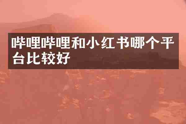 哔哩哔哩和小红书哪个平台比较好