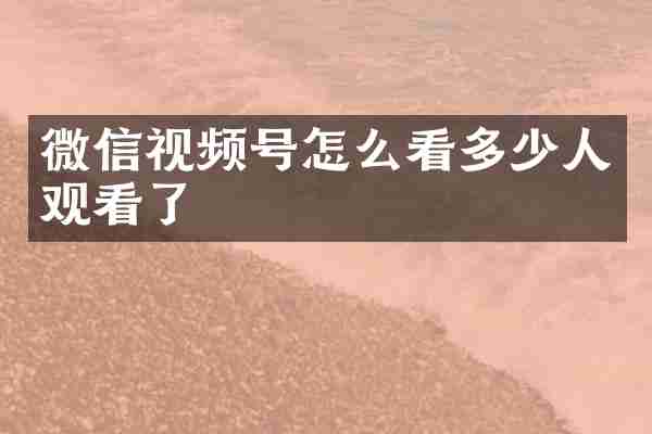 微信视频号怎么看多少人观看了
