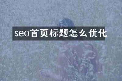 seo首页标题怎么优化