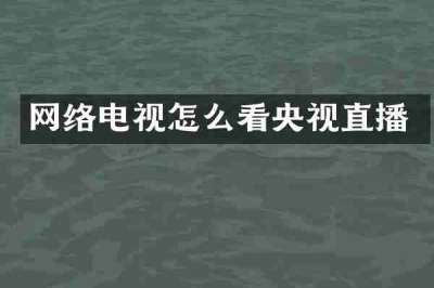 网络电视怎么看央视直播