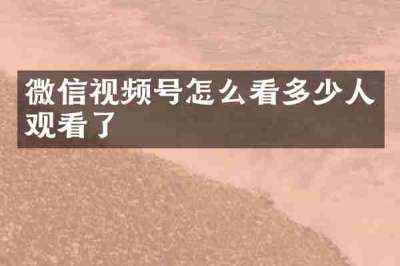 微信视频号怎么看多少人观看了