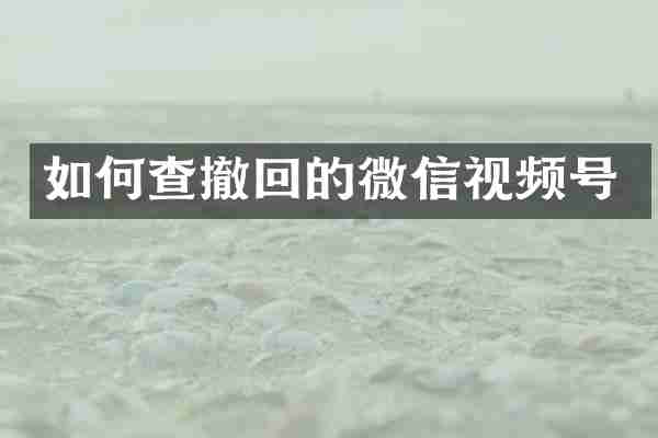 如何查撤回的微信视频号