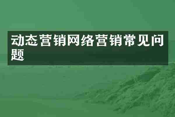 动态营销网络营销常见问题