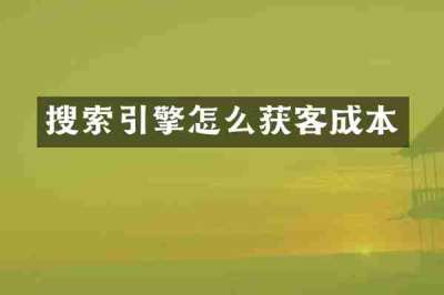 搜索引擎怎么获客成本