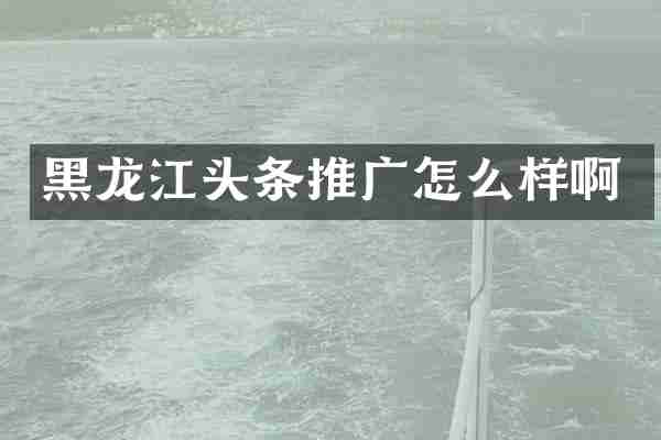 黑龙江头条推广怎么样啊