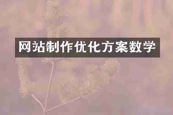 网站制作优化方案数学