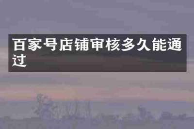 百家号店铺审核多久能通过