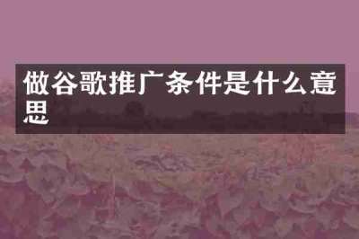 做谷歌推广条件是什么意思