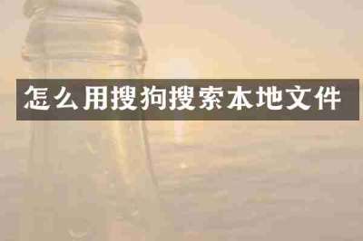 怎么用搜狗搜索本地文件