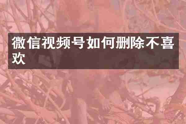 微信视频号如何删除不喜欢