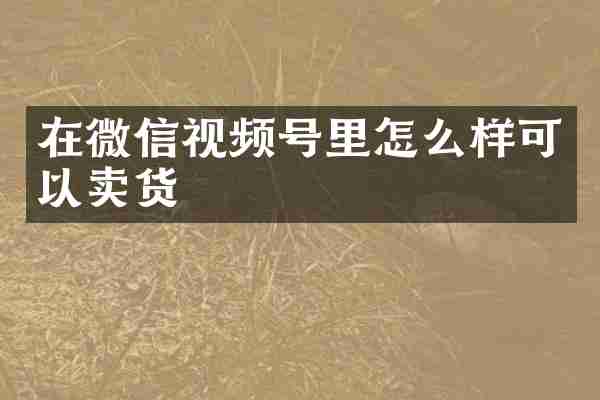 在微信视频号里怎么样可以卖货