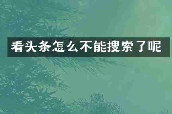 看头条怎么不能搜索了呢