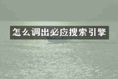 怎么调出必应搜索引擎