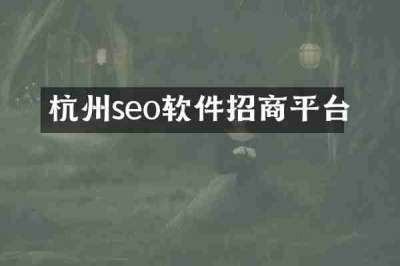 杭州seo软件招商平台