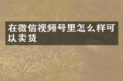 在微信视频号里怎么样可以卖货