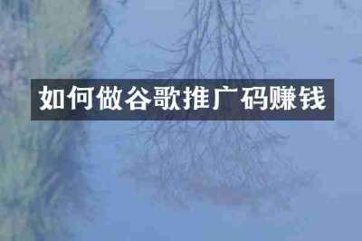 如何做谷歌推广码赚钱