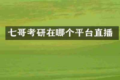 七哥考研在哪个平台直播