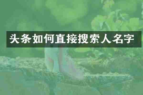 头条如何直接搜索人名字