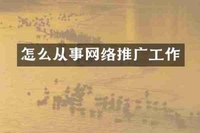 怎么从事网络推广工作