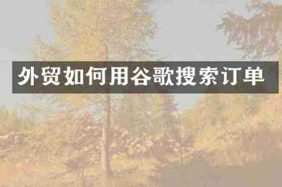 外贸如何用谷歌搜索订单