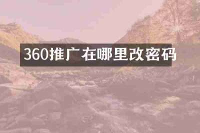 360推广在哪里改密码