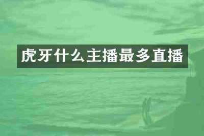 虎牙什么主播最多直播