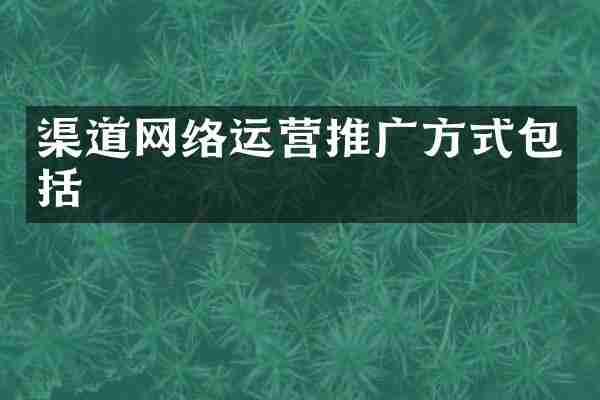 渠道网络运营推广方式包括