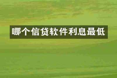 哪个信贷软件利息最低