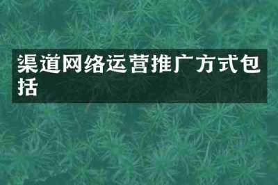 渠道网络运营推广方式包括