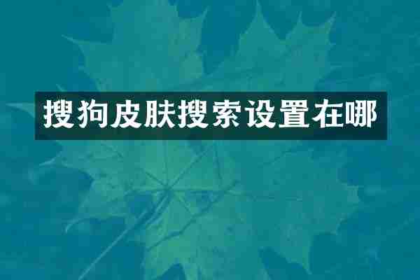 搜狗皮肤搜索设置在哪
