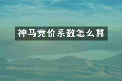 神马竞价系数怎么算