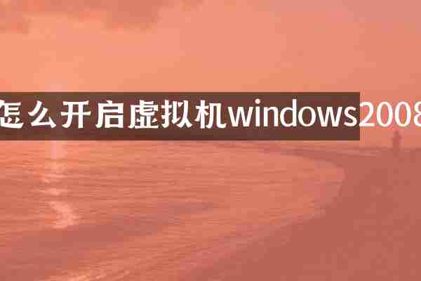 怎么开启虚拟机windows2008