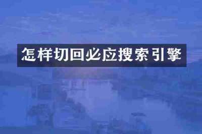怎样切回必应搜索引擎