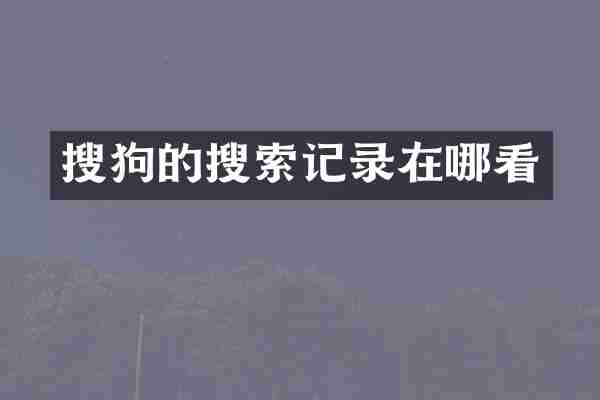 搜狗的搜索记录在哪看