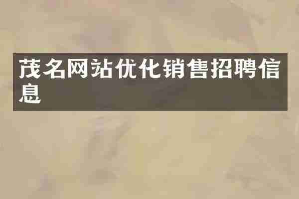 茂名网站优化销售招聘信息