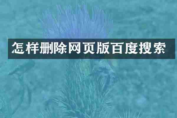 怎样删除网页版百度搜索